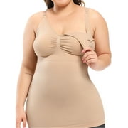HUUXIW Women Plus Size Maternity Nursing Tank Top Front Buckle Breastfeeding Tank Bra